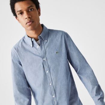 Lacoste Slim Fit Cotton Chambray Shirt - Šortky Pánské Blankyt | CZ-up9CYm